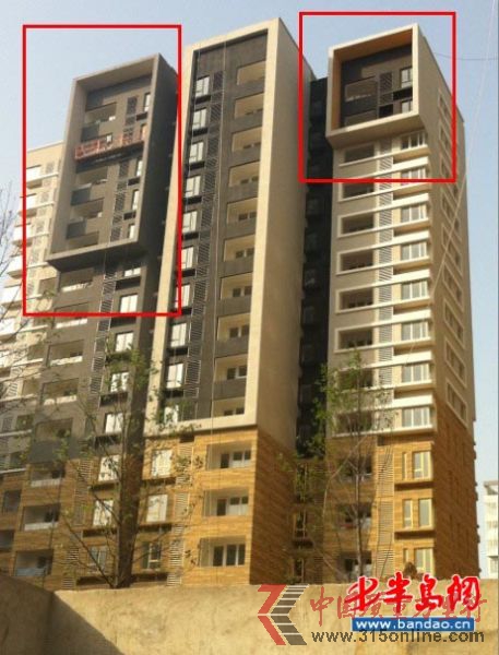 紅圈處為萬(wàn)科城住宅設(shè)計(jì)的凸出建筑“方框”墻,擋住了多處住房的光線 紅圈處為萬(wàn)科城住宅設(shè)計(jì)的凸出建筑“方框”墻,擋住了多處住房的光線